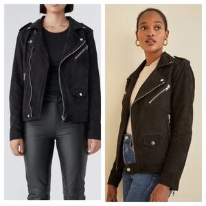 DEADWOOD / River Suede Biker Moto Jacket Coat Small S 38 Black leather jacket